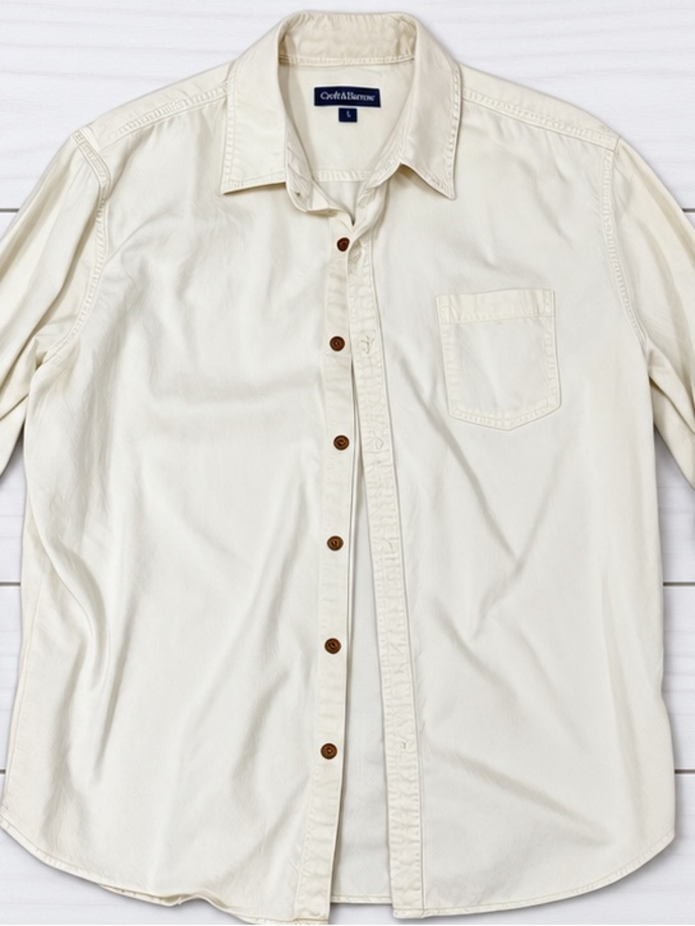 croft & barrow Cream Long-Sleeve Button-Down Shirt